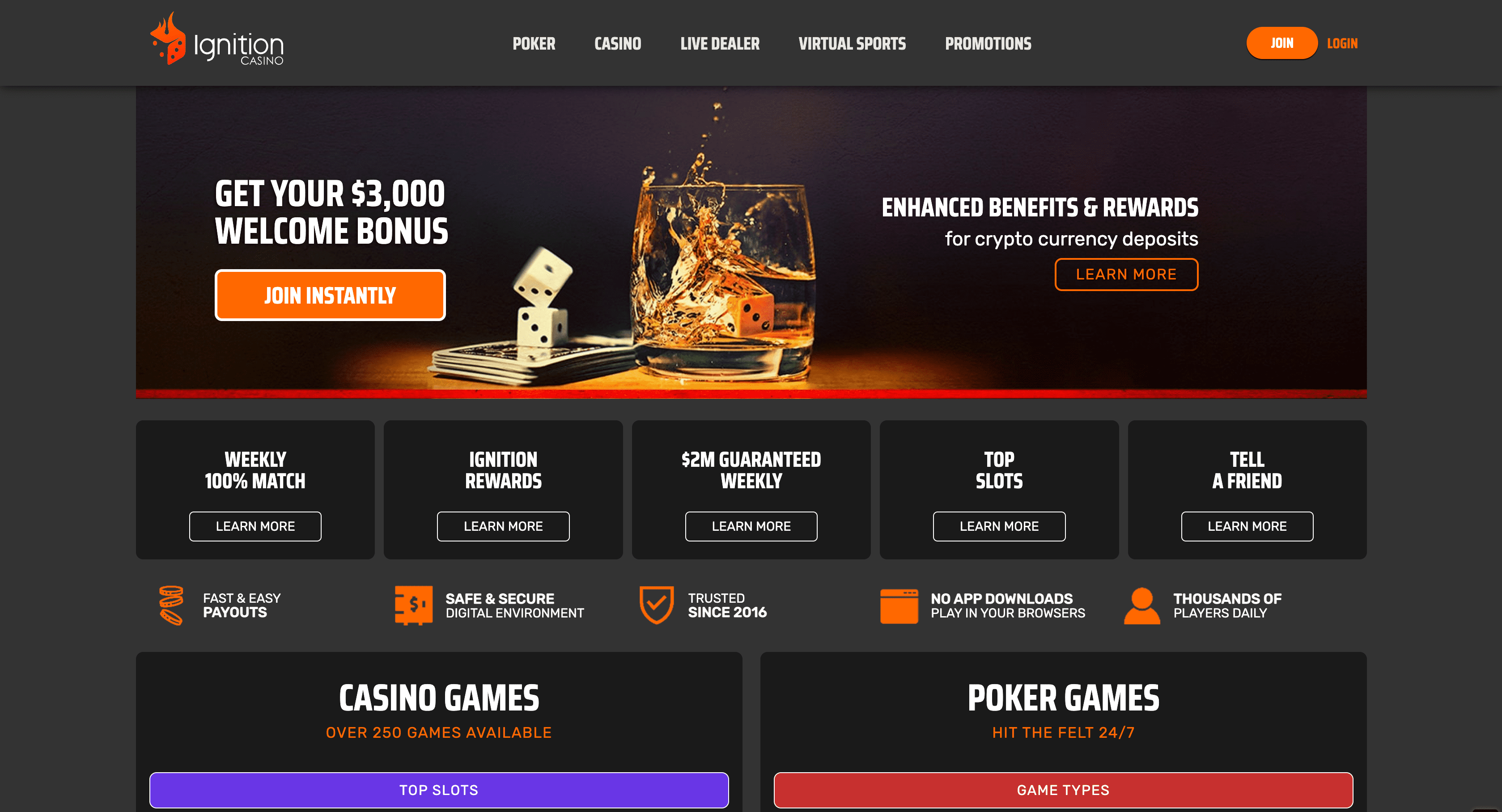 Ignition Casino main page