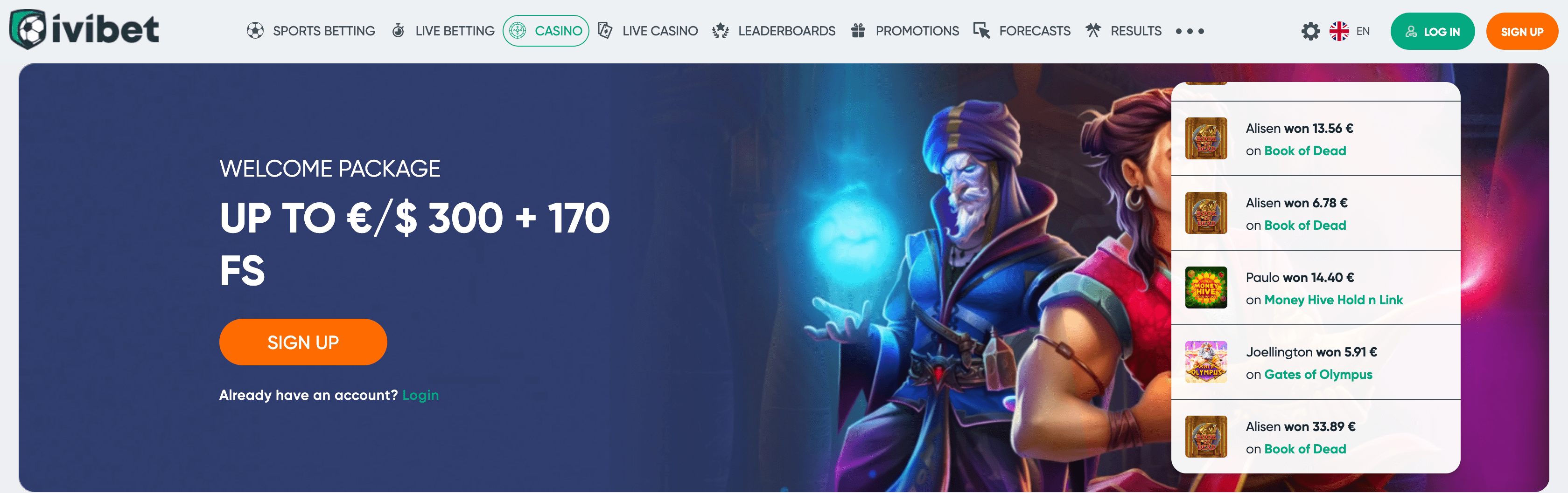 IviBetCasino Homepage