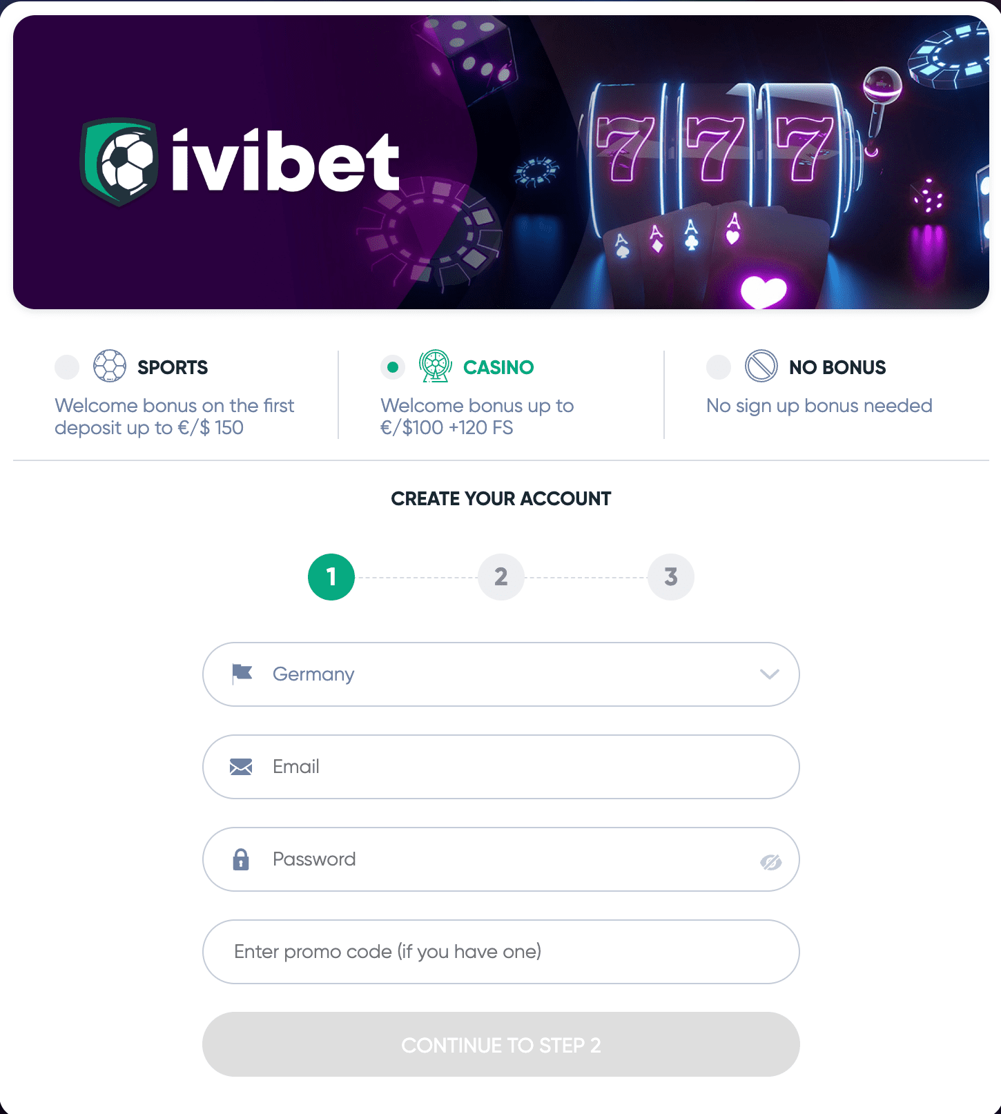 IviBetCasino Registration