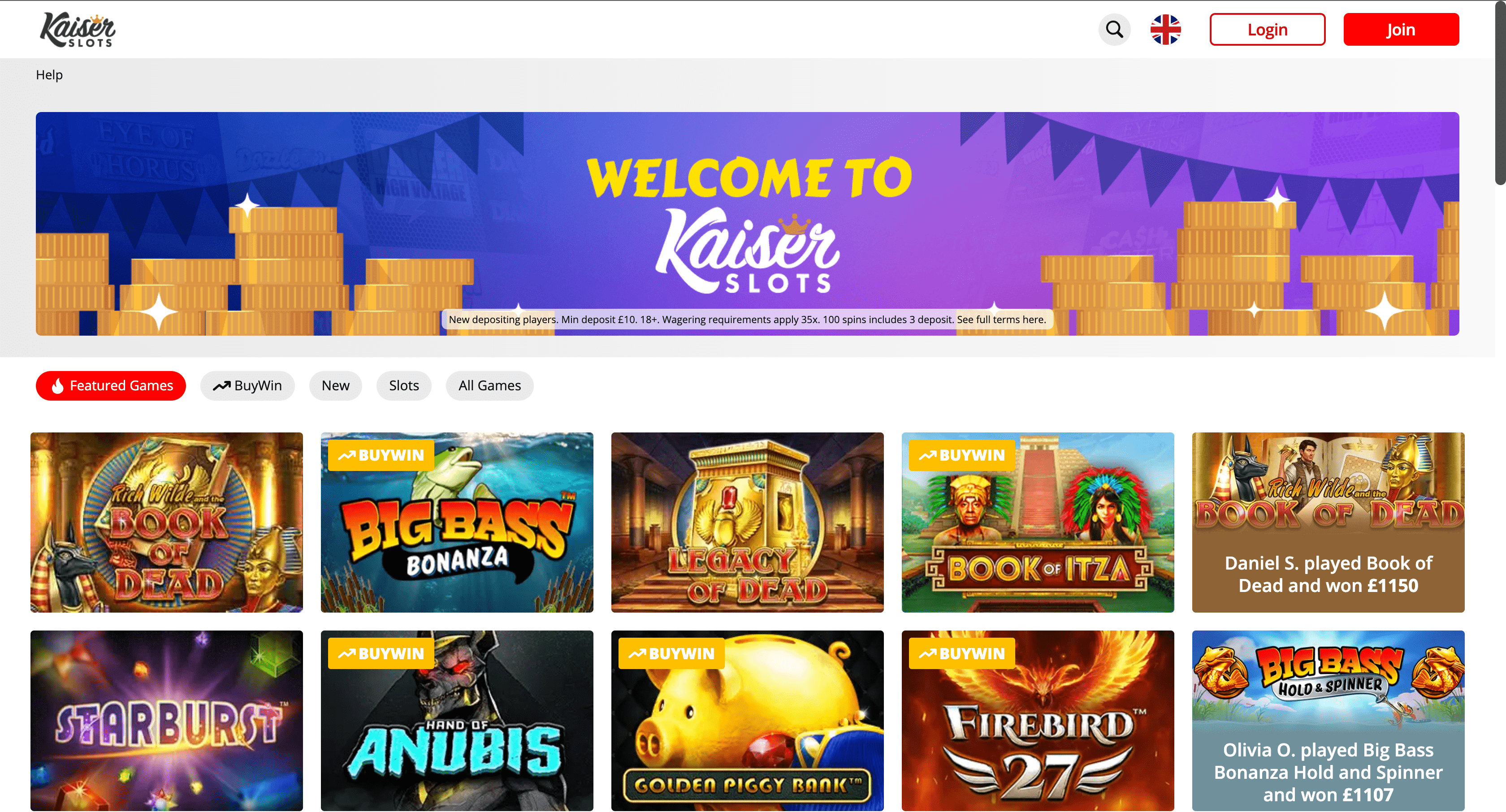 Kaiser Slots Homepage
