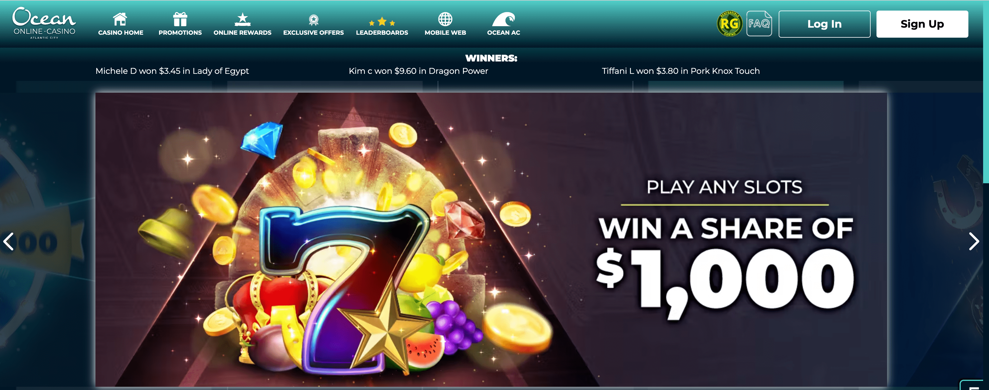 OceanCasino Homepage