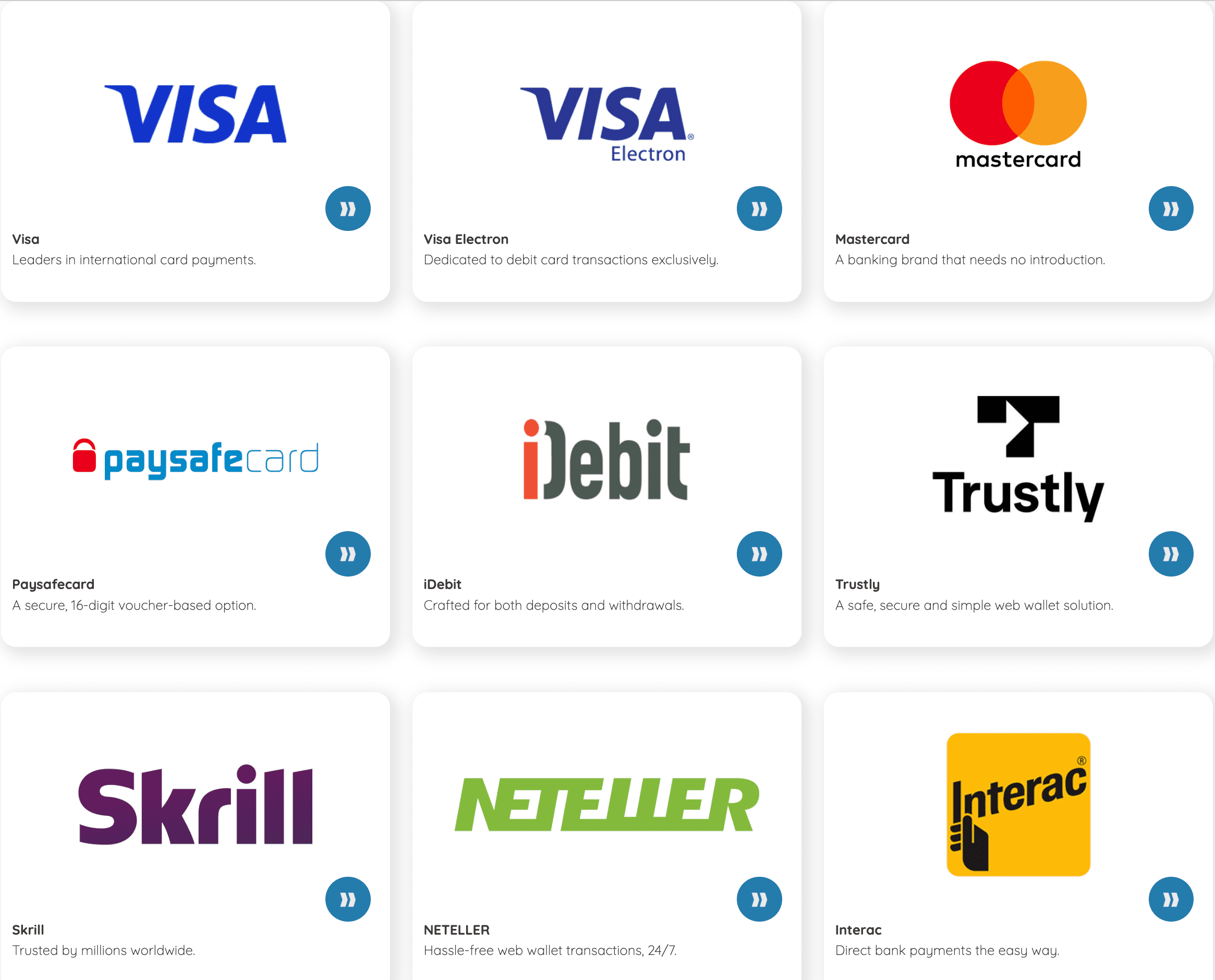 Royal Vegas Payment Methods