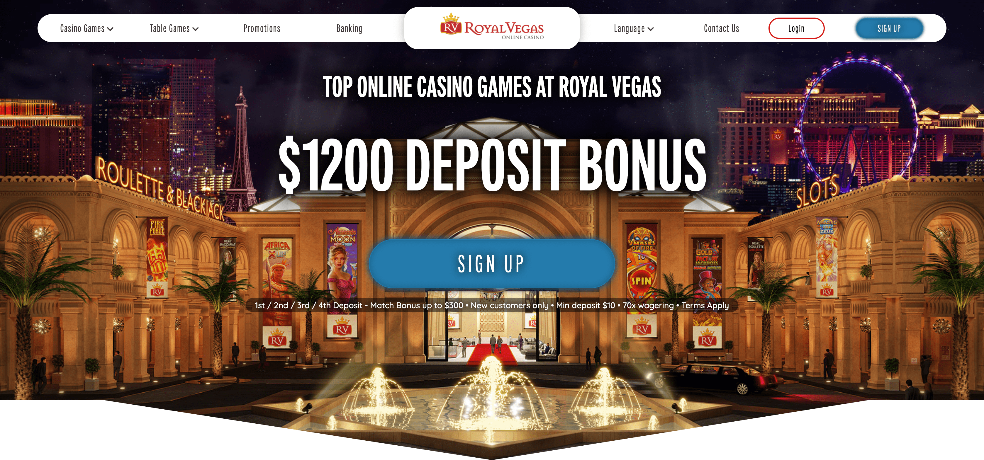 Royal Vegas casino main page