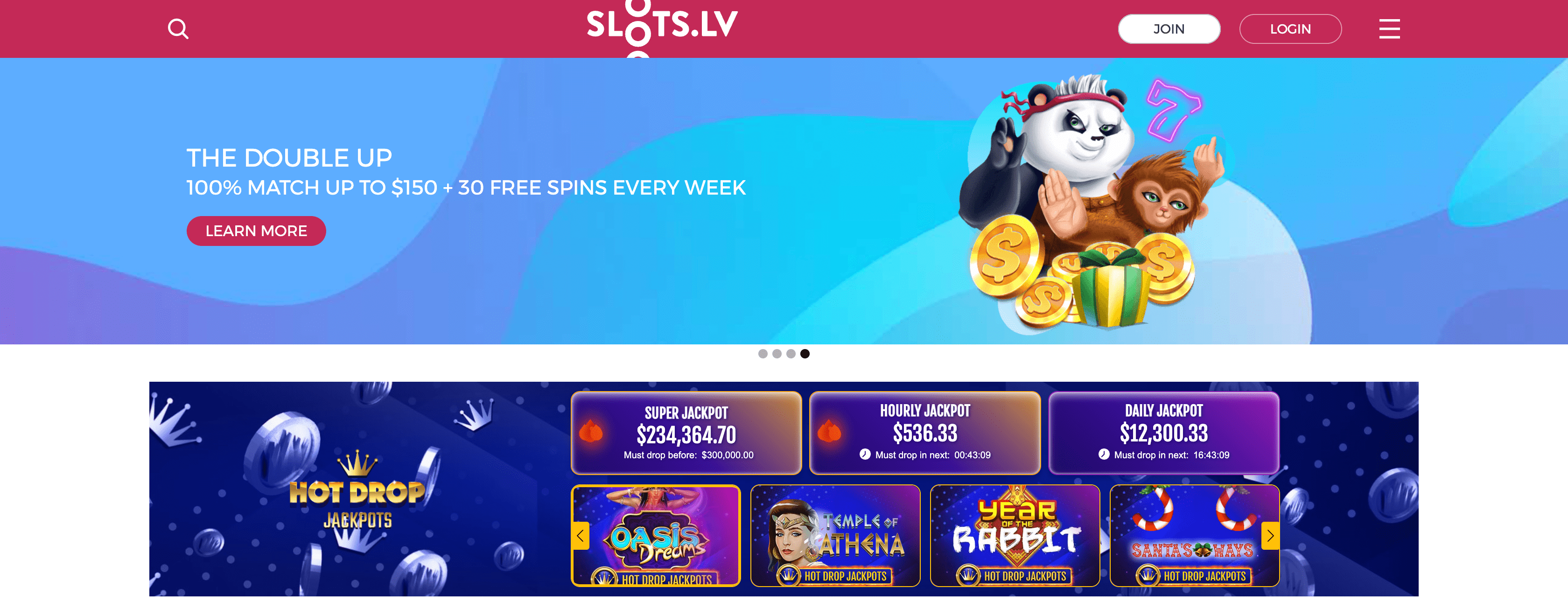 Slots.lv Homepage